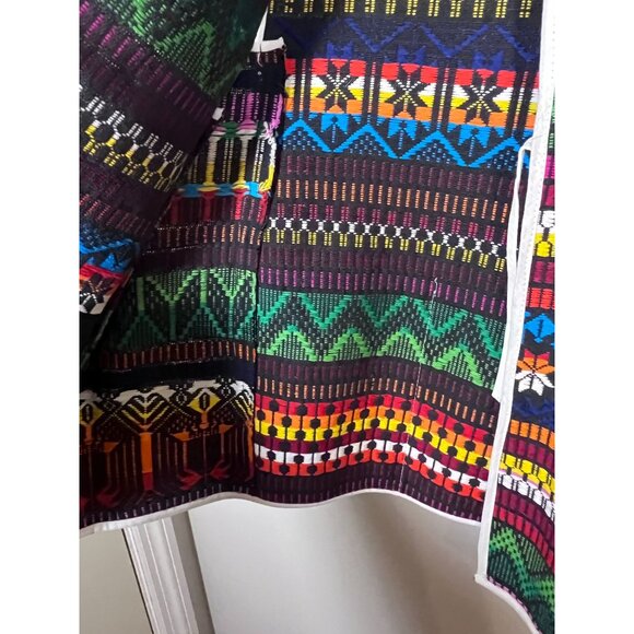 Handmade Apron Woven Colorful Striped Floral Smock Classic Chic Collectable 80s - Picture 3 of 13